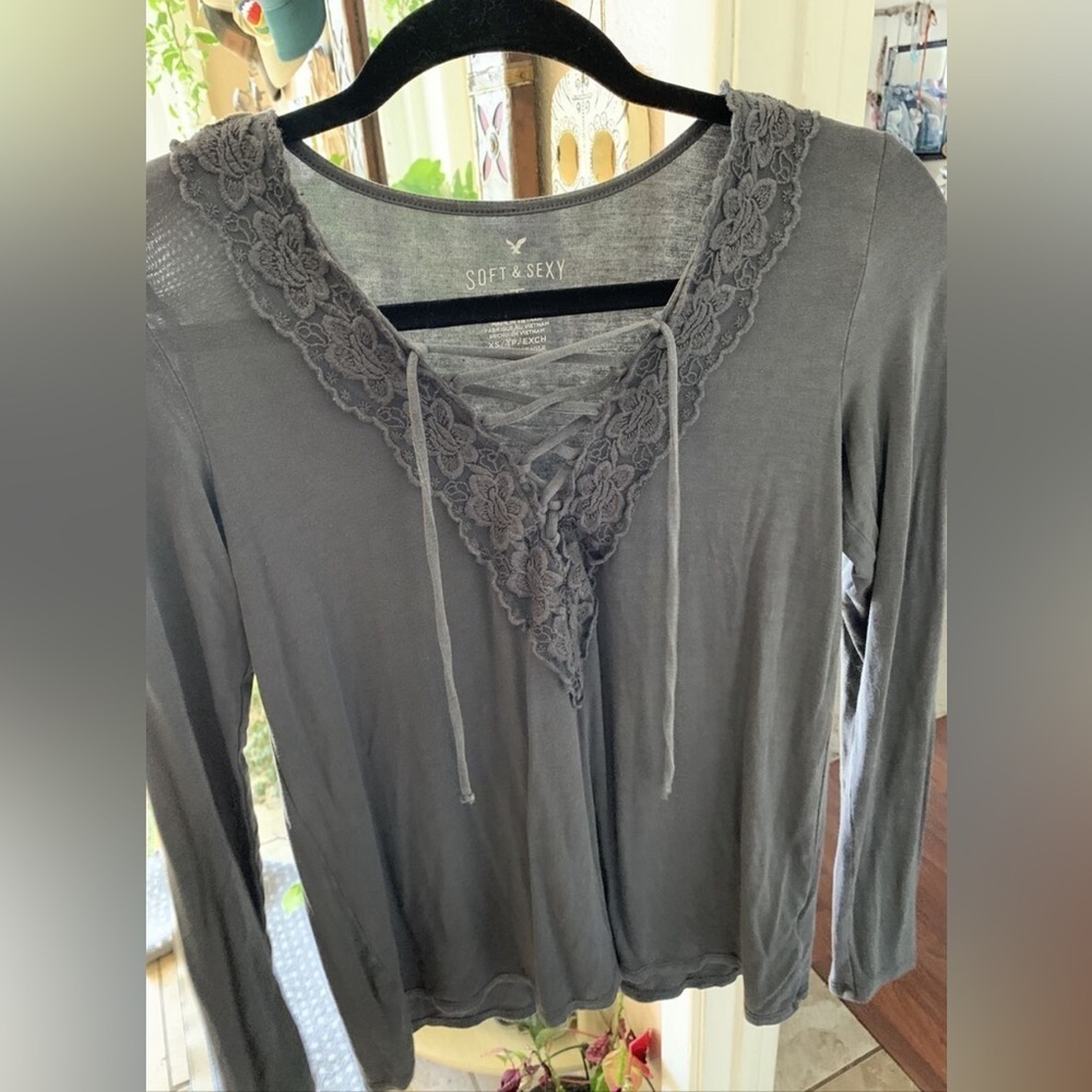 American Eagle light blue size small soft and sexy blouse with lace